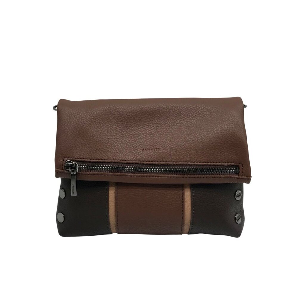 Hammitt VIP Orchestra Brown Pebbled Leather Medium Crossbody Clutch